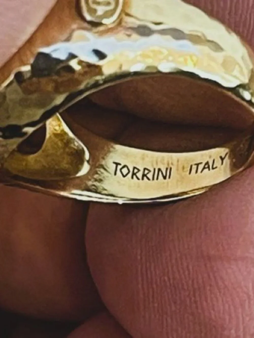 Torrini 1369 Authentic 14K Yellow Gold Hammered Sunburst Ring – Handmade Italy
